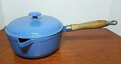 VTG England MORPHY RICHARDS #3 Enameled Blue Cast Iron 2.5 Qt Pot W/ Spout • $50