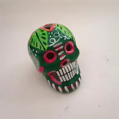3  Inch Ceramic Sugar Skull Day Of The Dead Mexico Folk Art Dios De Los Muertos • $24.99