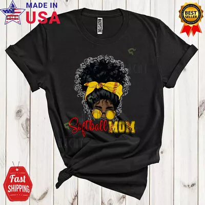 Softball African Mom Messy Bun Hair Woman Black Proud Sport Player Team Shirt • $14.36