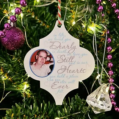 D7 Personalised Memorial Wooden Christmas Tree Bauble Decoration - Photo • £4.99