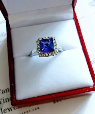 AAAA Certified Tanzanite And Diamond 18k Gold Ring CUSTOM MADE • £3700