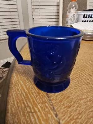 Mosser Art Glass Carnival Cup Blue - Birds • $18