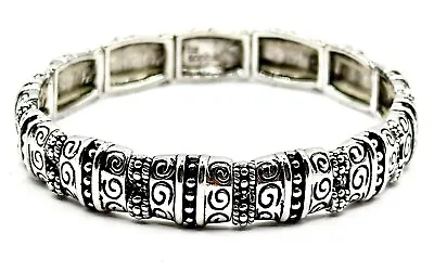 Lia Sophia Barcelona Black & Silver Stretch Bracelet • $14.99