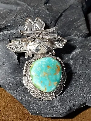 Bennie Ration Sterling Silver Navajo Turquoise  Kachina Pendant • $275