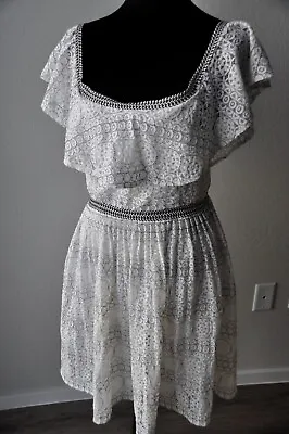 Foxiedox Southwest Mexican Style Detailed White Lace Women's Dress Clothing ~M • $18.69