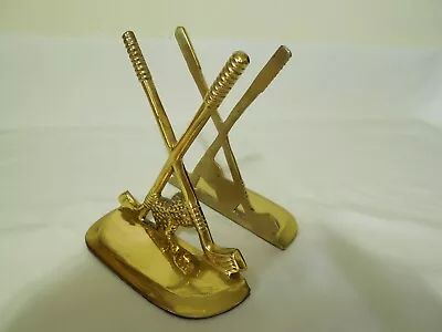 Solid Hampton Brass Bookends Golf Clubs & Balls Item #6227 Made In India • $39