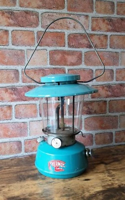 $49.99 • Buy Vintage THERMOS LANTERN #8315 Camp Off Grid Aqua Blue Burns Any Gasoline 