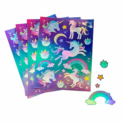 $7.95 • Buy Unicorn Stickers...12 SHEETS...Iridescent Party Favours...Treat Bags...Boxes