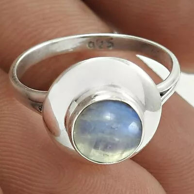 Natural Rainbow Moonstone Vintage Ring Size 5.5 925 Silver For Girls K95 • $14.67