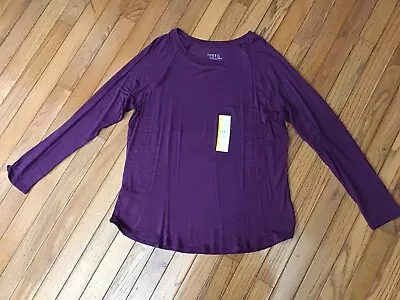 New Time And Tru Women's Size Large (12-14) Long Sleeve T-shirt Purple Semi Fit • $7.95