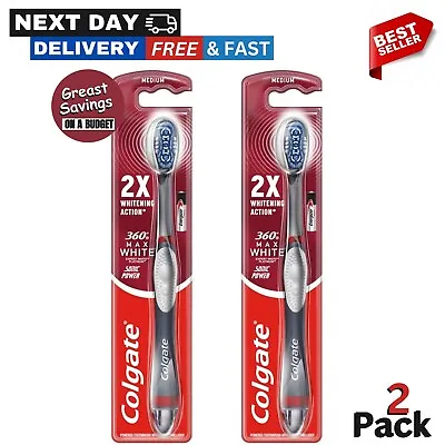 Colgate 360 Max White Sonic Power Medium Toothbrush X 2 Pack • £12.99