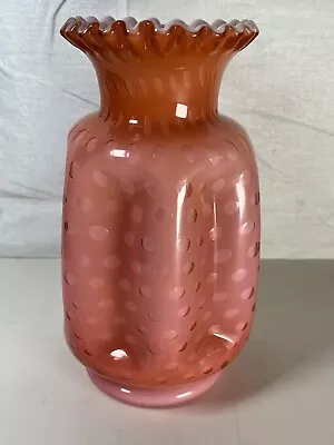 Vintage 8  Fenton Wild Rose Pink Bubble Optic Pinch Vase • $99.99