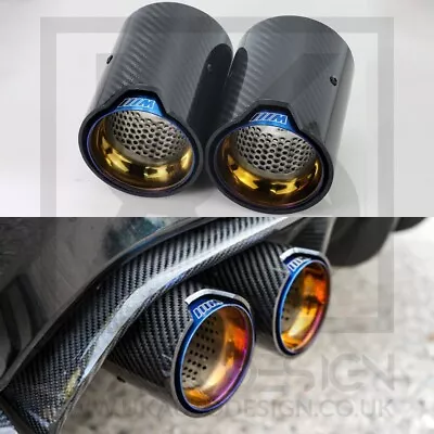 2 X BMW M2/M3/M4/M5 MP Burnt Blue Carbon Fibre Exhaust Tips F87/F80/F82/F83/F10 • £109.99