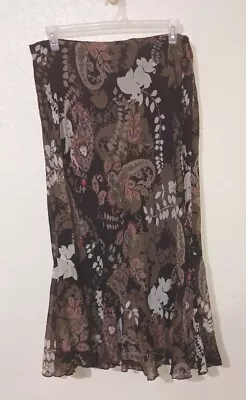 CATO WOMAN*Black White Brown Paisley Floral Sheer MAXI Skirt*Size 18/20W*Lined • $18.53