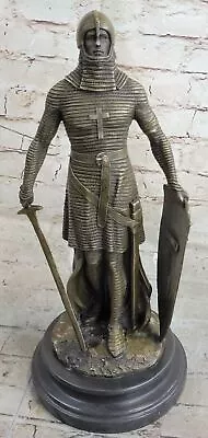 10 Western Bronze Copper Marble Decoration Warrior Knight Sculpture Statue Decor • $349.50