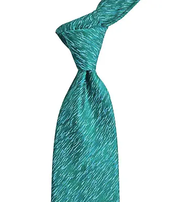 $225 NWOT ITALO FERRETTI Satin Green & White Striped Silk Neck Tie Italy 3.1W • $35