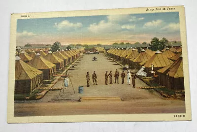 Vintage WWII Postcard ~ US Army Life In Tents At Fort Meade  Maryland MD • $5.95