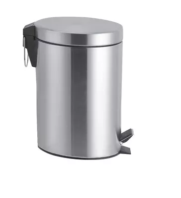 5l Metal Chrome Pedal Bin Kitchen Toilet Rubbish Hygienic Dustbin Garbage Waste • £7.99