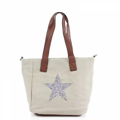 £19.99 • Buy The Olive House® Encrusted Star Design Tote Style Grab Bag Handbag Beige