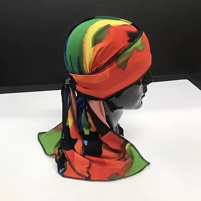 Jersey Durag Long Tail Head Scarf Multicolor Stretch Wave Cap Turban Hat • $12