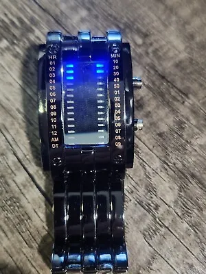 Binary Matrix Blue LED Digital Waterproof Watch Mens Classic Creative Fashion • $14.95