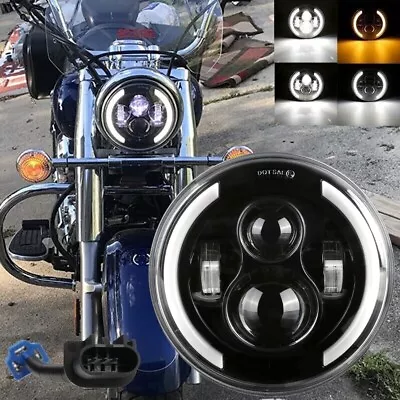 Motorcycle 7Inch Round LED Headlight Projector For Harley Dyna Cafe Racer Bobber • $49.99