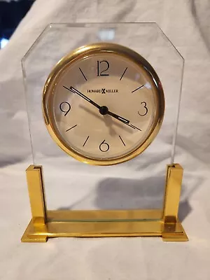 Vintage Howard Miller Solid Brass Mantel Table Top Clock 613-599 • $10