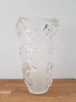 Vintage Walther Glass Textured Floral Vase 16cm X 8cm 3D Glass • £29.99