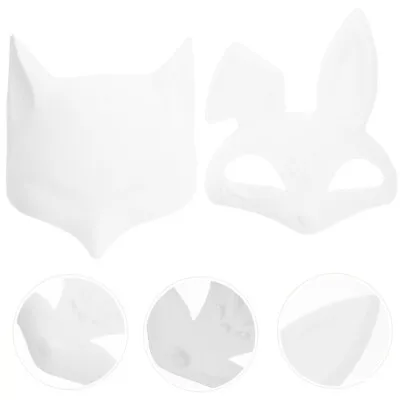  4pcs Halloween Fox And Rabbit Mask Blank Mask DIY Animal Unpainted Craft Mask • £9.68