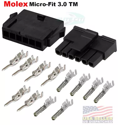  Molex Single Row 6 Pin Male & Female Housing W/ Pins 20-24 AWG Micro-Fit 3.0™ • $6.94