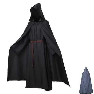 Halloween Sorcerer Robe For Men Medieval Wizard Renaissance Hooded Cloak Cosplay • $51.99