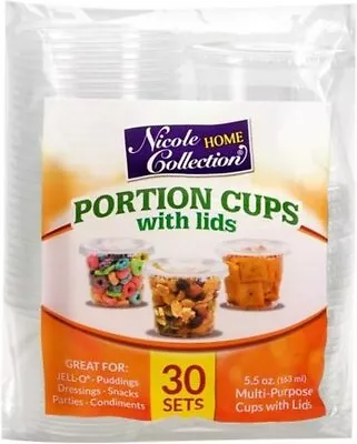 Nicole Home Collection Premium Plastic Portion Cups With Lid (2 Oz.) 30... • $12.44