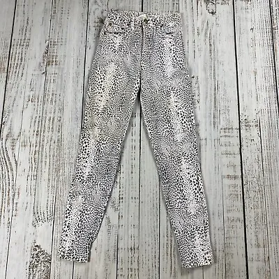 Vtg 80s Womens No! Mom Jeans Printed Cheetah Animal Print White High Rise Sz 5 • $39.99