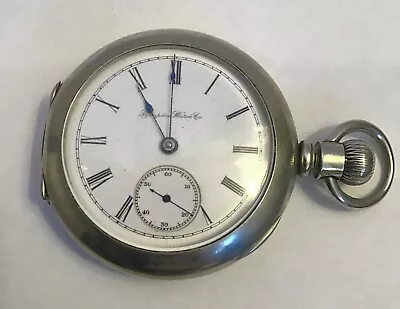 Antique Pocket Watch Hampden Watch Co Silverine Works Well 1154223 See Video • $50