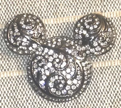 Mickey Mouse Head Icon Rhinestone On Pewter Tone Base Disney Brooch Pin Vintage • $22.36