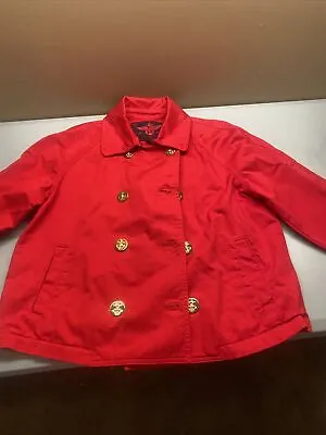 Lauren RL Red Denim/Canvas Nautical Jacket Gold Anchor Buttons  XL • $35