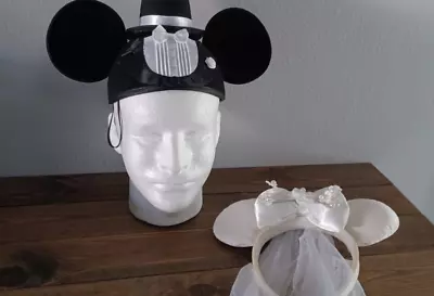 Disney Parks Wedding Ears Bride & Groom Black Tux White Veil Mickey & Minnie • $29.99