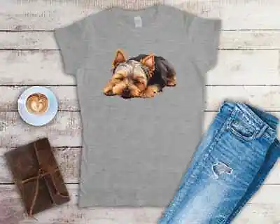 Yorkshire Terrier Sleeping Ladies Fitted T Shirt Sizes Small-2XL • £11.24