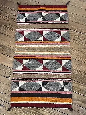 Vintage Wool Native American Saddle Blanket Rug Oklahoma ￼ • $75