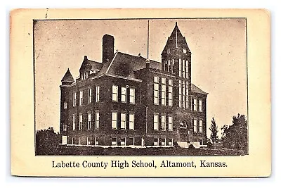 Postcard Labette County High School Altamont Kansas C1907 • $4.49