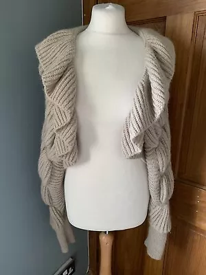 H & M Beige Mohair Mix Chunky Shrug Cardigan Size S • $24.89