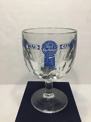 Vintage Pabst Blue Ribbon Beer 6 1/8” Thumbprint Goblet Glass “rare Design” Nmc • $9.95