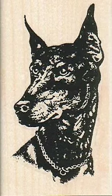 Doberman Dog Head Rubber Stamp 1 3/4 X 3  Cute Dog Dog Stamp Doberman • $8.75