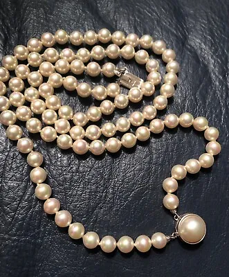 Vintage Majorica Double 17  Strand Pearl Choker Necklace Sterling Silver 925  • $32