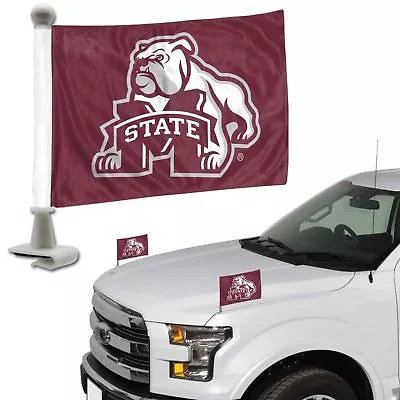 Mississippi State Bulldogs Set Of 2 Ambassador Style Car Flags - Trunk Hood • $12.99