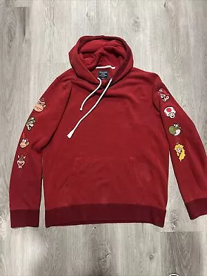 Abercrombie & Fitch Hoodie Adult Large Red Super Mario Sweatshirt Sweater Mens • $35