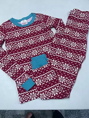 Hanna Andersson Organic Cotton Snowflake  Long Johns Pajamas  140  10 • $15