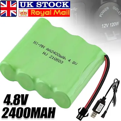 4.8V 2400mAh Ni-MH AA Battery Pack Rechargeable With SM-2P Plug For RC Truck Car • £10.89