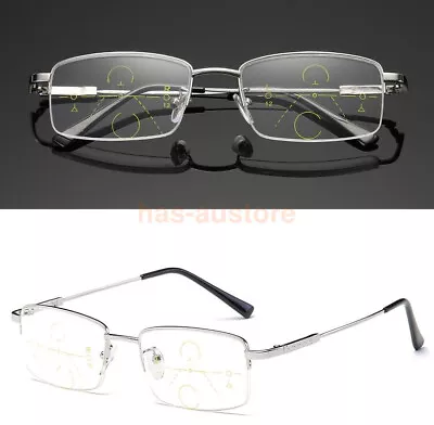 Metal Multi Focus Progressive Reading Glasses 3in1 Reader Spring Hinge Unisex • $17.31