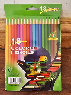 18 Colouring Pencils Art Drawing Colour Colourful Childrens Adults School Office • £2.74